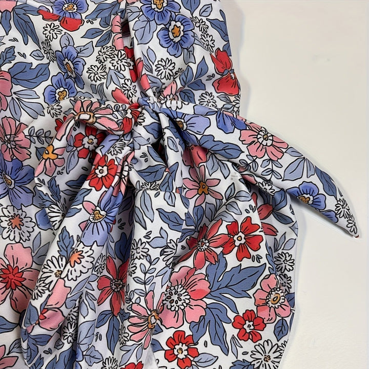 Damen Floral Design Badeanzug mit Wickelrock Drune