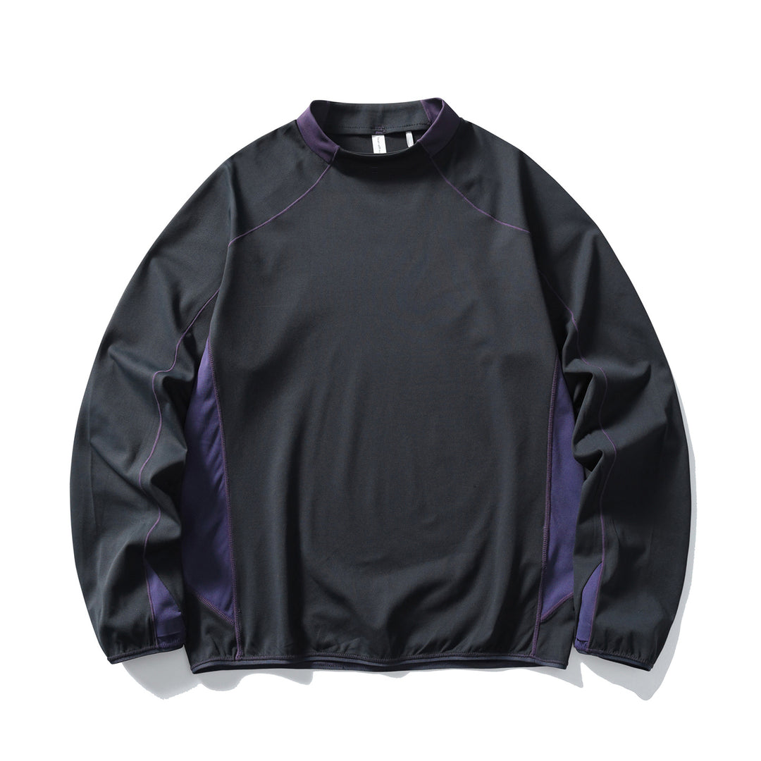 Unisex technisches Mockneck-Longsleeve mit Raglannähten, Kontrast-Einsätzen und elastischem Saum Drune