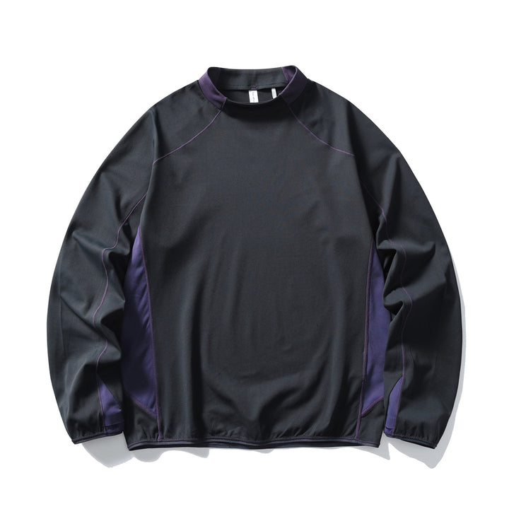 Unisex technisches Mockneck-Longsleeve mit Raglannähten, Kontrast-Einsätzen und elastischem Saum Drune