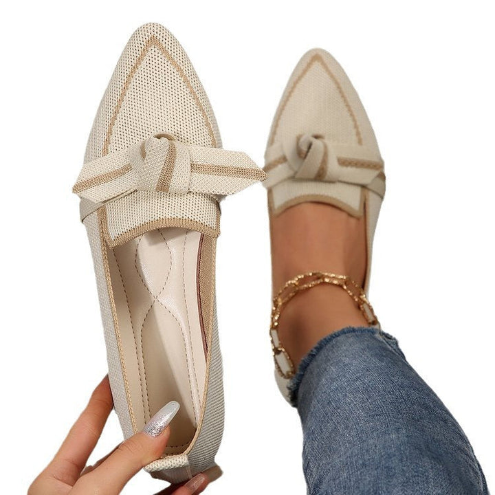 Damen Elegante Slip-On Ballerinas aus atmungsaktivem Netzmaterial mit dekorativem Knoten Drune
