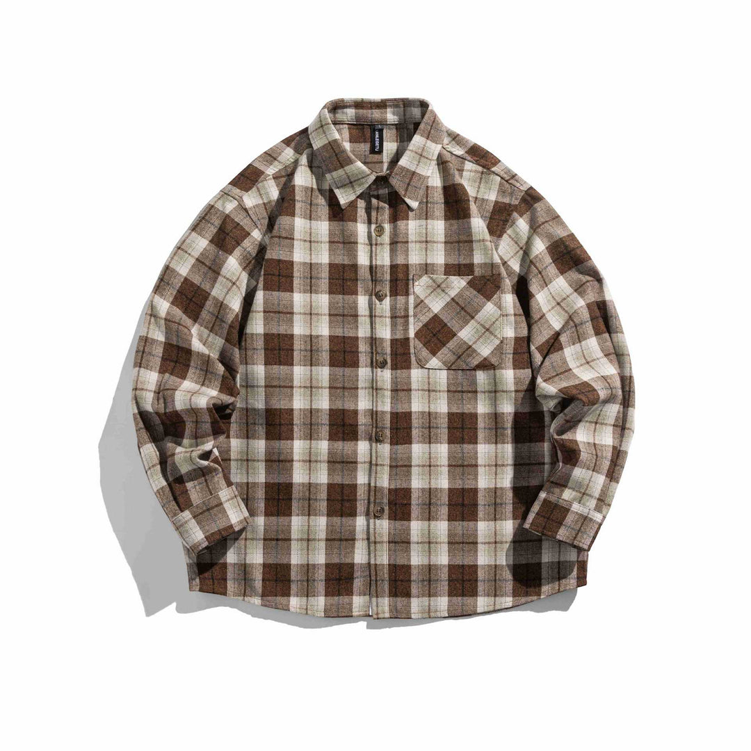 Herren Karo‑Flanell Overshirt im Boxy‑Cut mit Pattentasche Drune