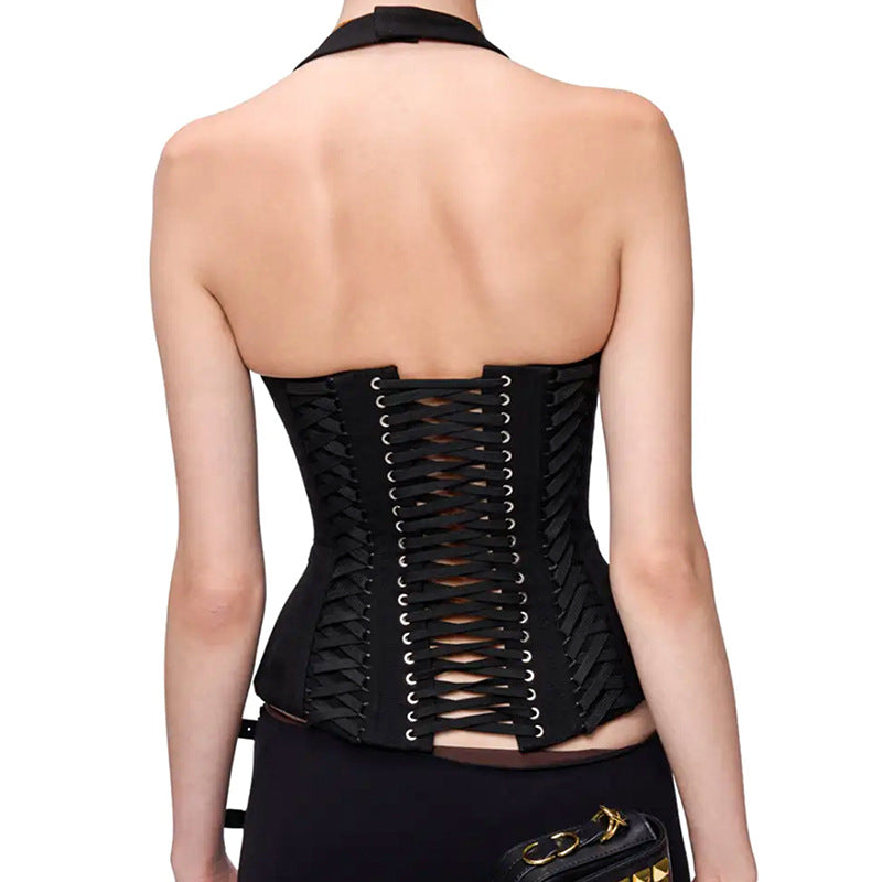 Damen Cropped Oberteil mit raffiniertem Schnürdesign Drune