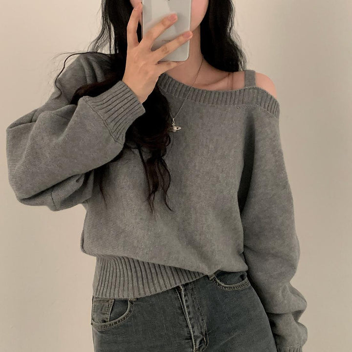 Damen Modischer Pullover mit Schulterdesign und lässigem Schnitt Drune