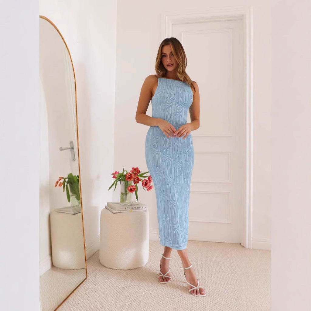 Damen Bodycon Maxikleid im modernen Streifen-Design Drune