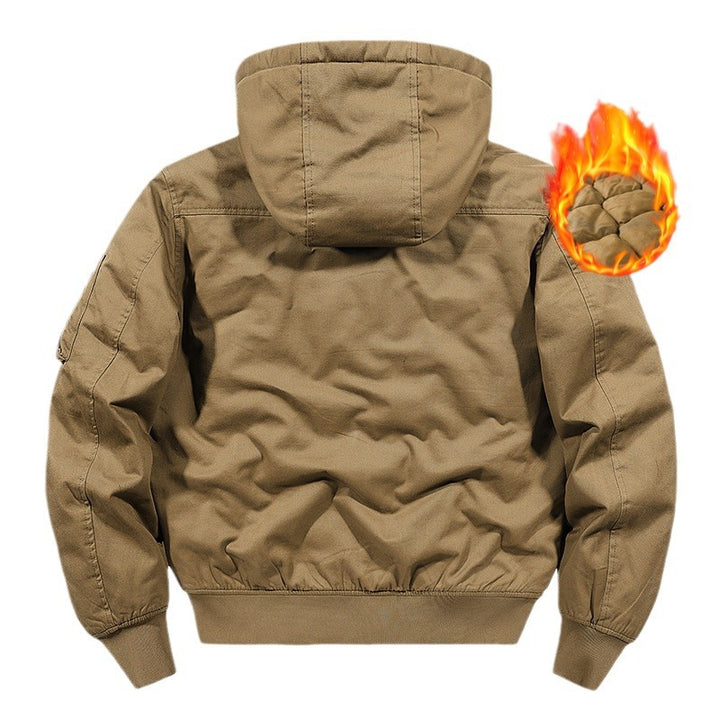 Herren Isolierte Kapuzen‑Bomberjacke mit gesteppter Thermofütterung und Ärmel‑Utilitytasche Drune