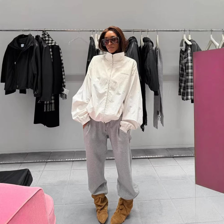 Damen Gepolsterte Boxy‑Jacke im Cropped‑Cut mit Stehkragen und verdeckter Verschlussleiste Drune