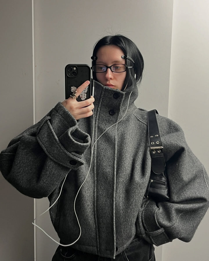 Damen Oversized Wolljacke mit elegantem Schnitt und praktischen Taschen Drune