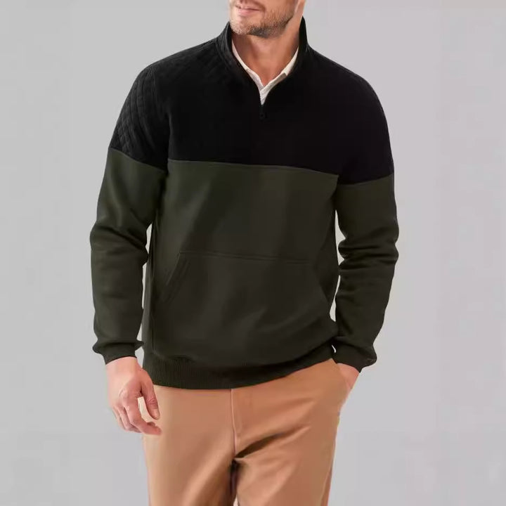 Herren Fleece-Pullover mit Steppdetails und hohem Kragen Drune