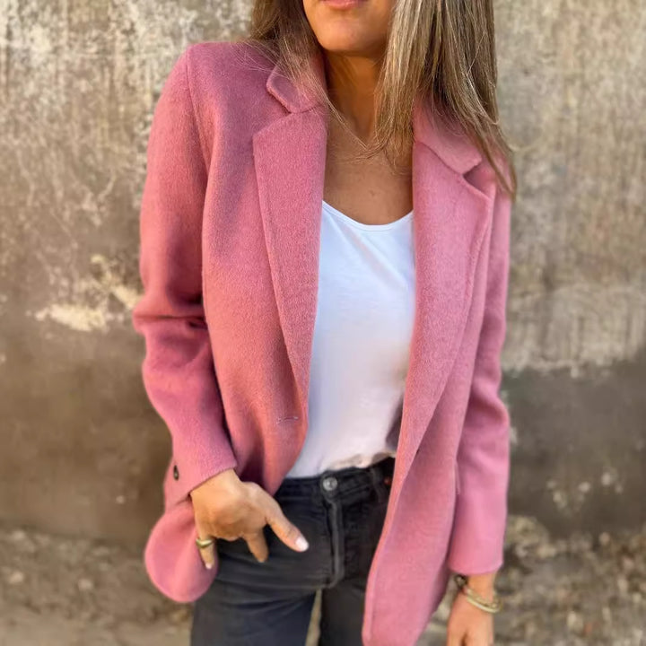 Damen elegante Oversized Blazerjacke mit tiefem Ausschnitt Drune