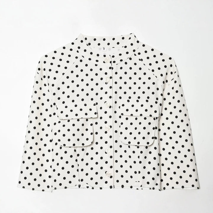 Damen Geknöpfte Hemdjacke mit Stehkragen, aufgesetzten Klappentaschen und Taillengürtel Drune