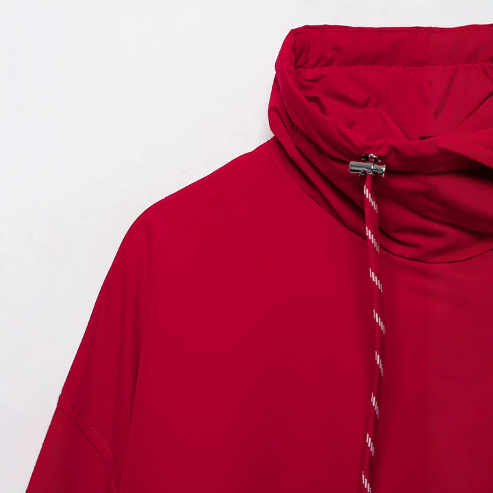 Damen Kurze Oversize-Utility-Jacke mit hohem Stehkragen, Kordelzug und elastischem Saum Drune