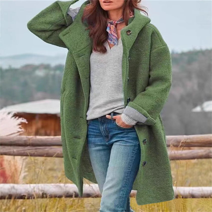 Damen Oversized Wollmantel mit sportlichem Schnitt und großen Taschen Drune