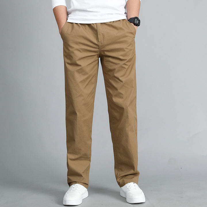 Herren Locker geschnittene Baumwoll‑Chinohose mit elastischem Bund und Seitentaschen Drune