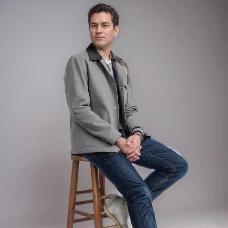 Herren Suedejacke mit modischem Design und praktischen Taschen Drune