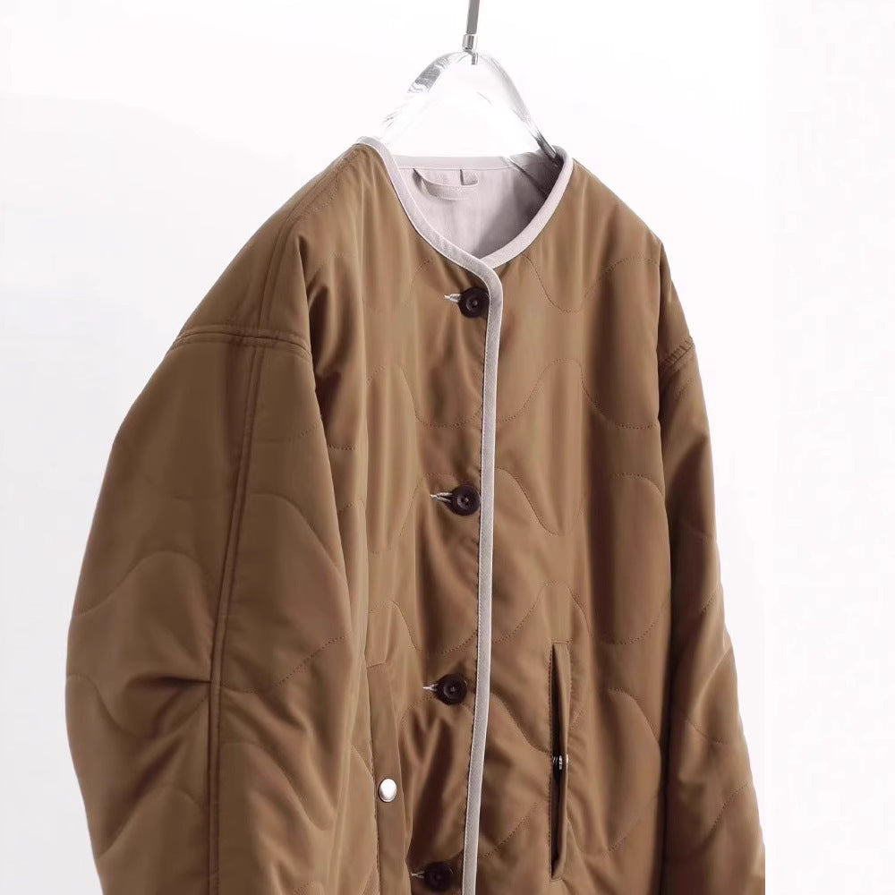 Damen Stylische Steppjacke mit Rundhalsausschnitt Drune