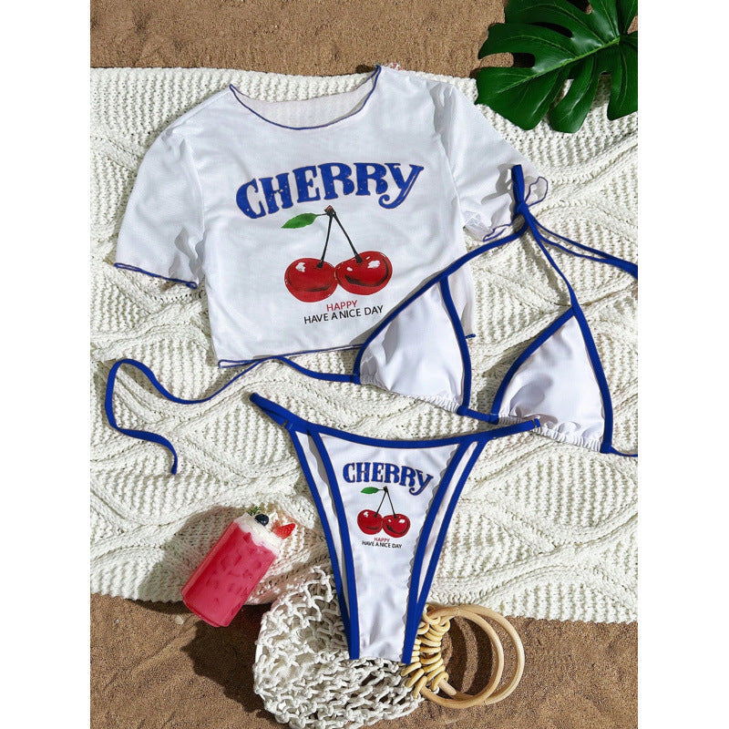 Damen Crop-Top Bikini-Set mit sportlichem Schnitt und Brasil-Print Drune