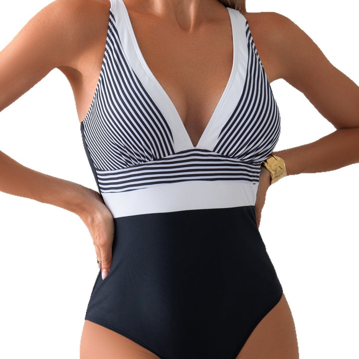 Damen Eleganter Badestrumpf mit tiefem V-Ausschnitt Drune