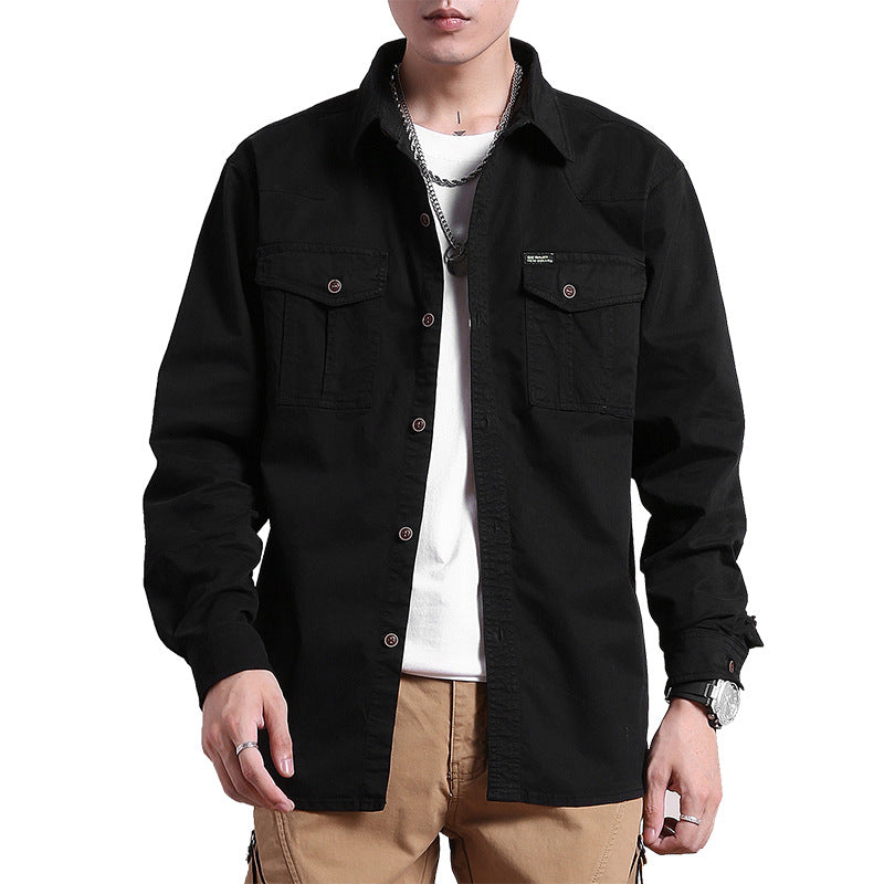 Herren Lockeres Utility-Hemd mit Pattentaschen und Workwear-Details Drune