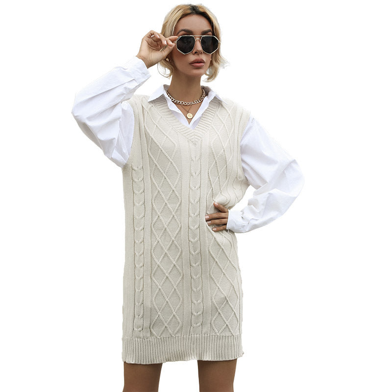Damen Lässiger Strickpulloverkleid Drune