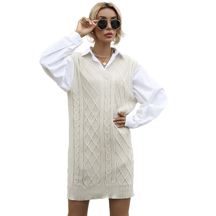 Damen Lässiger Strickpulloverkleid Drune