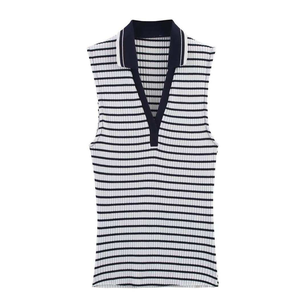 Damen Poloshirt mit dekorativem Stehkragen und sportlichem V-Ausschnitt Drune