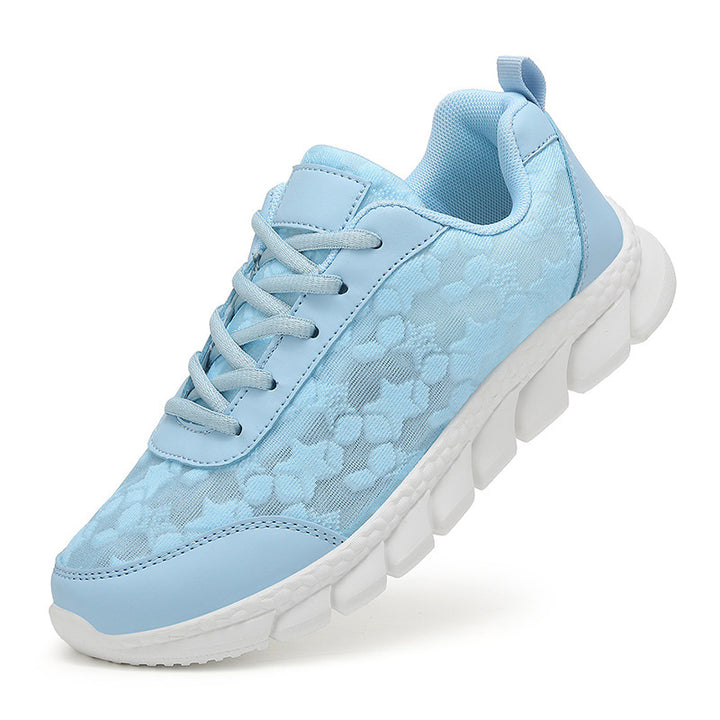 Damen nan Netz-Sneaker mit floralem Durchbruchmuster, flexibler Segmentsohle und gepolstertem Fersenkragen Drune