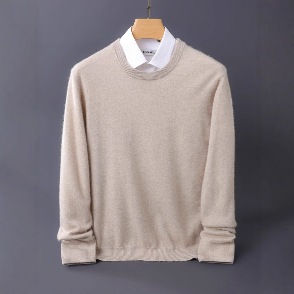 Herren Feiner Rundhals-Strickpullover in Kaschmir‑Optik mit gerippten Bündchen Drune