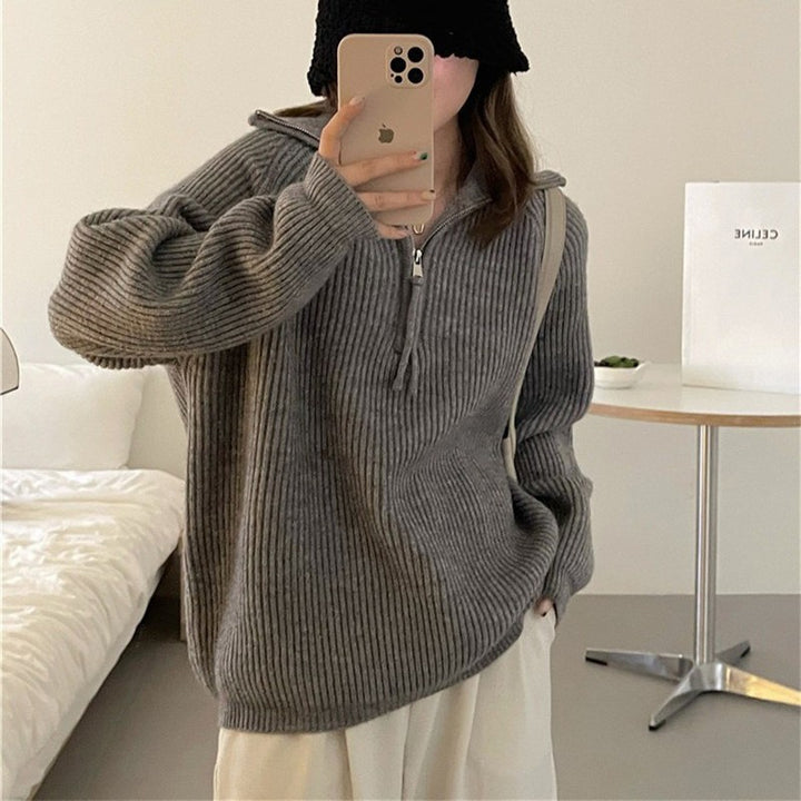 Damen kuscheliger Hoodie mit hochschließendem Reißverschluss Drune