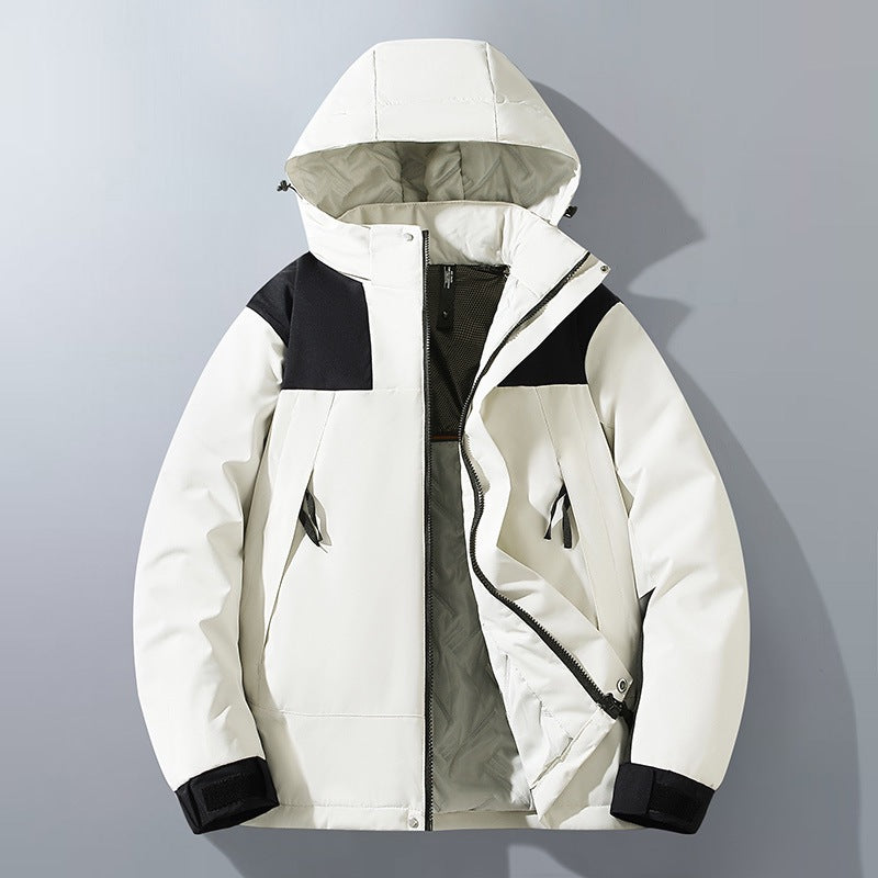 Herren Wasserabweisender Winterparka mit Kapuze, Thermoisolierung und kontrastierenden Schulterpaneelen Drune