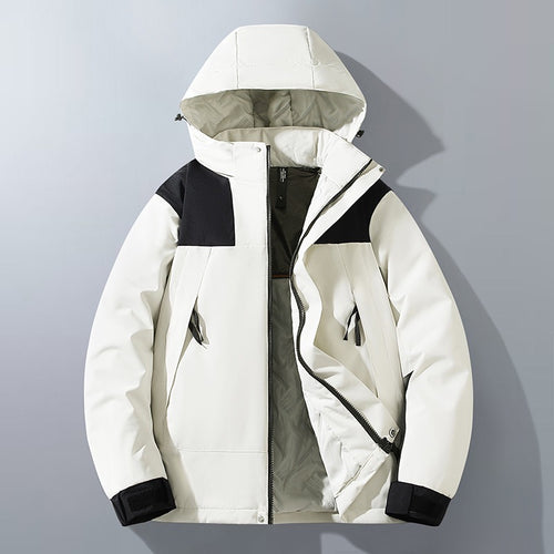 Herren Wasserabweisender Winterparka mit Kapuze, Thermoisolierung und kontrastierenden Schulterpaneelen Drune
