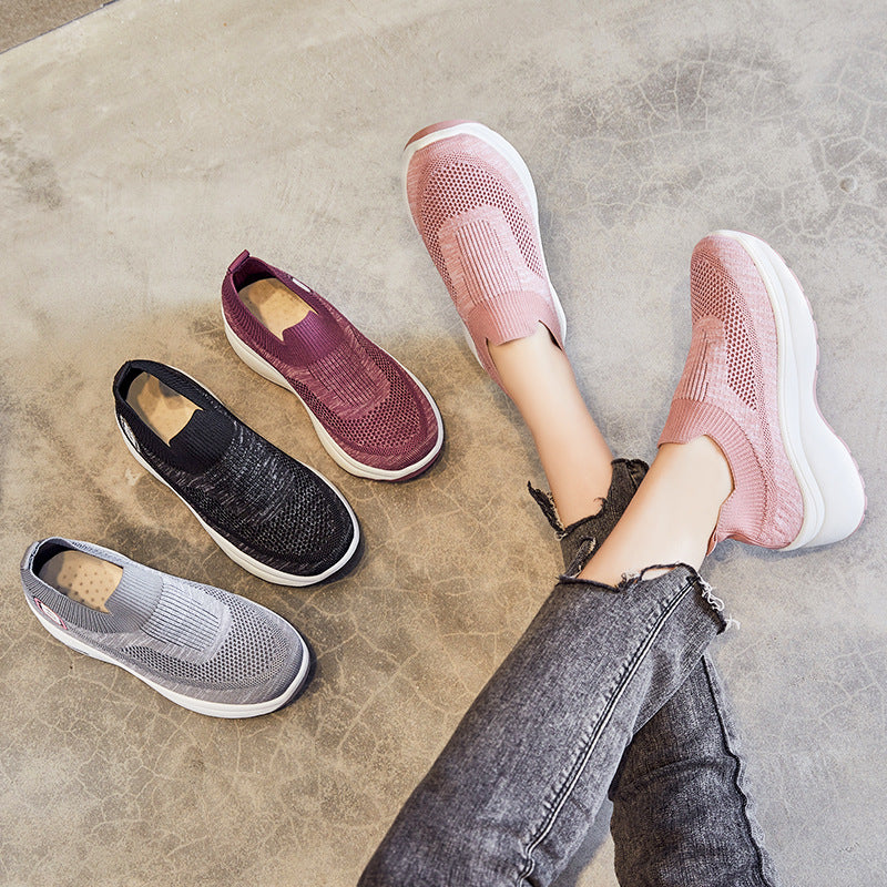 Damen nan atmungsaktive Strick-Sneaker mit Plateau-Sohle und elastischer Sockenkonstruktion Drune