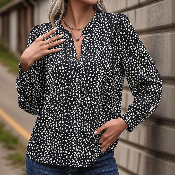 Damen Bluse mit modernen Punkte-Design und eleganten Rüschen Drune