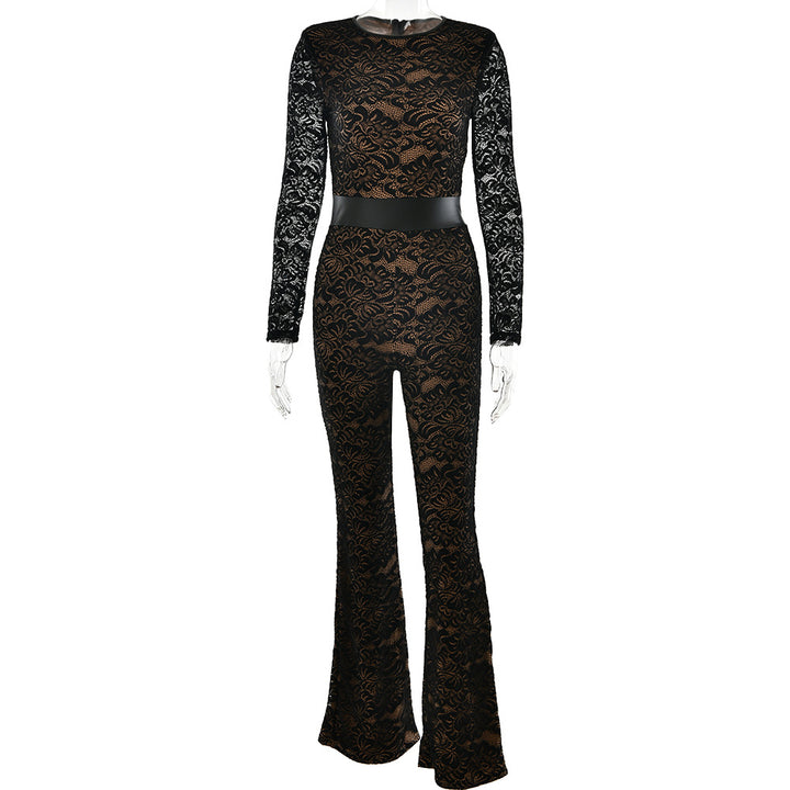 Damen Eleganter Spitzen-Overall mit floralen Motiven Drune