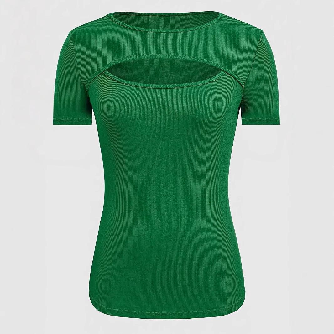 Damen kurzärmliges Oberteil mit trendischem Cut-Out-Design Drune