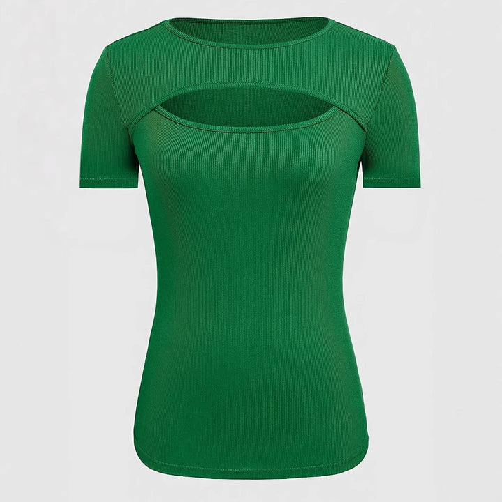 Damen kurzärmliges Oberteil mit trendischem Cut-Out-Design Drune