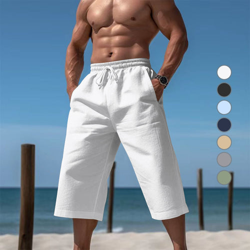 Herren nan lässige knielange Bermuda-Shorts mit elastischem Bund und Tunnelzug Drune