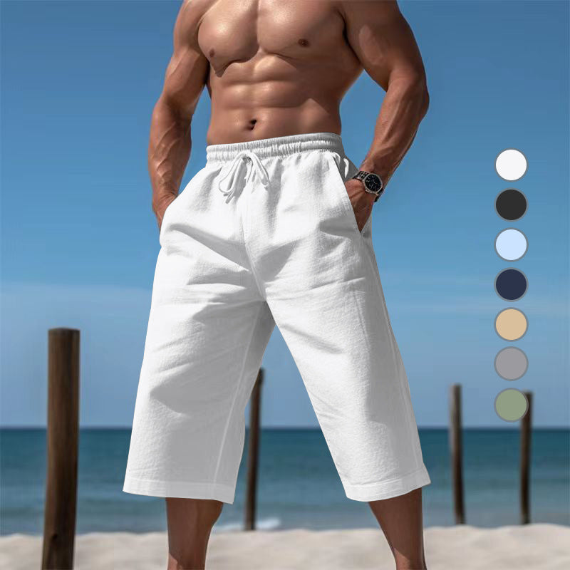 Herren nan lässige knielange Bermuda-Shorts mit elastischem Bund und Tunnelzug Drune