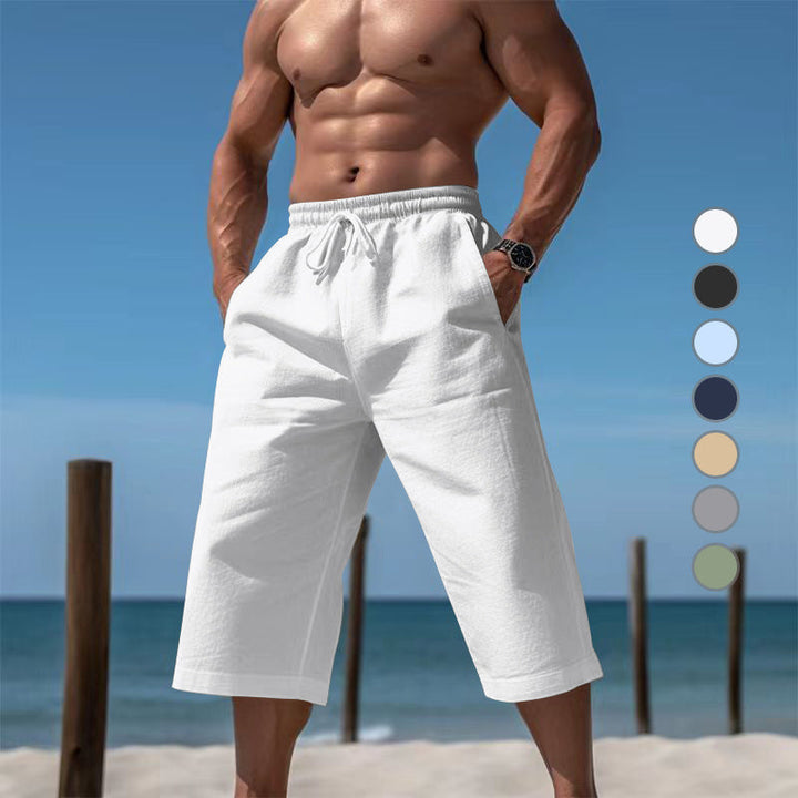 Herren nan lässige knielange Bermuda-Shorts mit elastischem Bund und Tunnelzug Drune