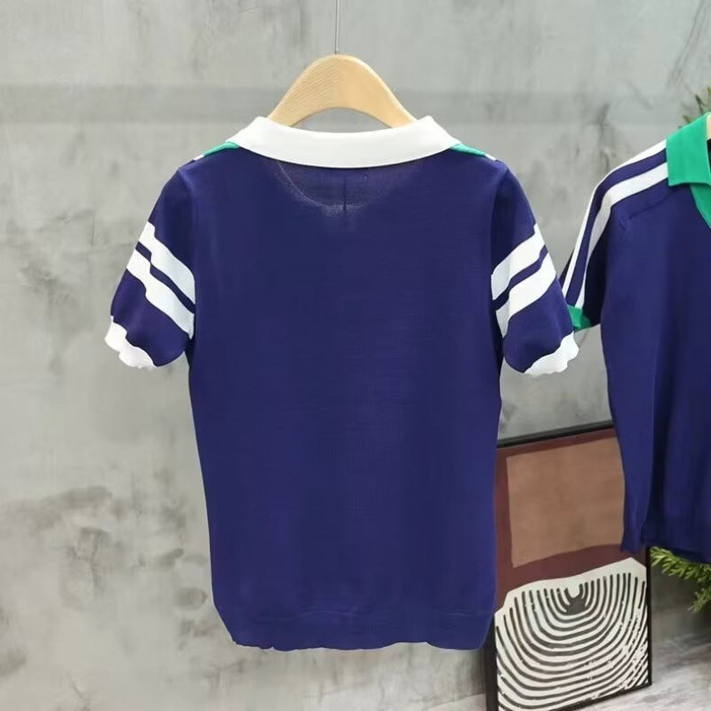 Damen Polo-Basic-Bluse mit sportlichem Retro-Design Drune