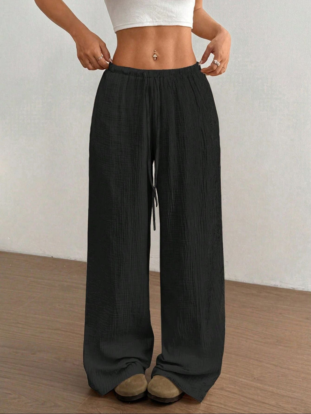 Damen weite, glänzende Palazzo-Hose Drune