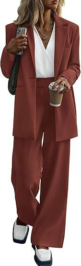 Damen Oversize-Hosenanzug mit Longblazer und weiter Bundfaltenhose Drune