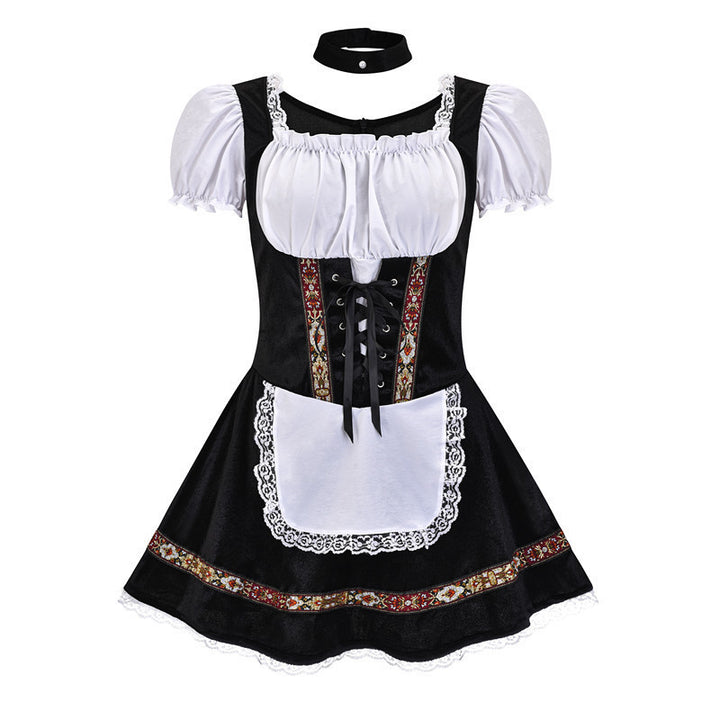 Damen nan Trachten-Minikleid mit geschnürtem Korsett, Spitzenunterrock und abnehmbarer Schürze Drune