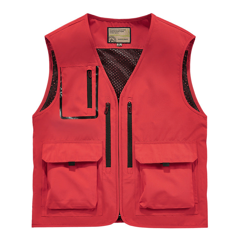 Herren Multifunktionale Outdoor-Utilityweste mit Mesh-Innenfutter und Mehrfach-Taschen Drune