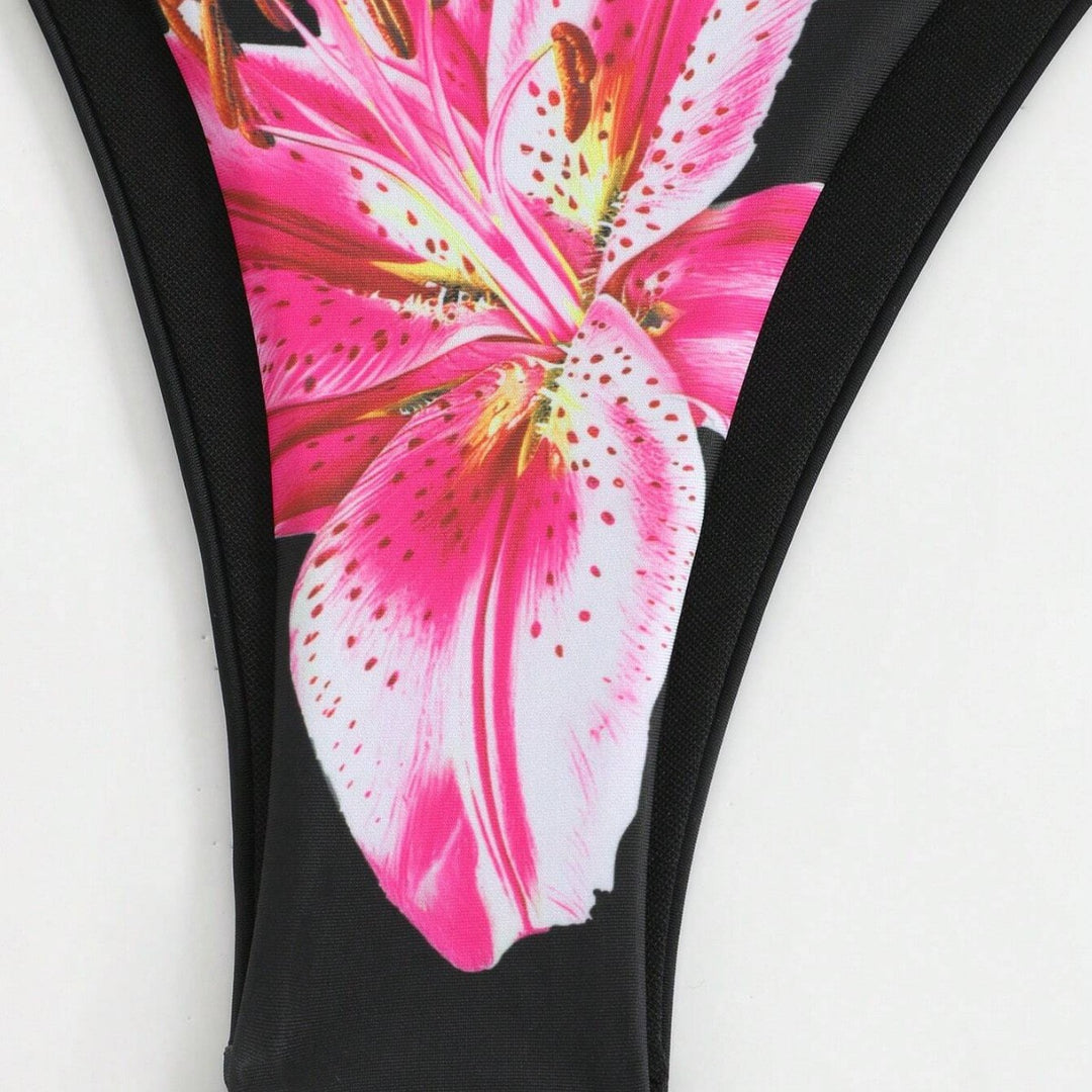 Damen Bikini-Set mit floralem Muster und passendem Wickelrock Drune