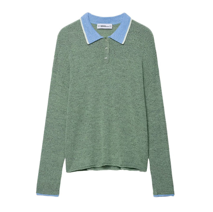 Damen lässiges Langarm-Polohemd mit klassischer Kragenstruktur Drune
