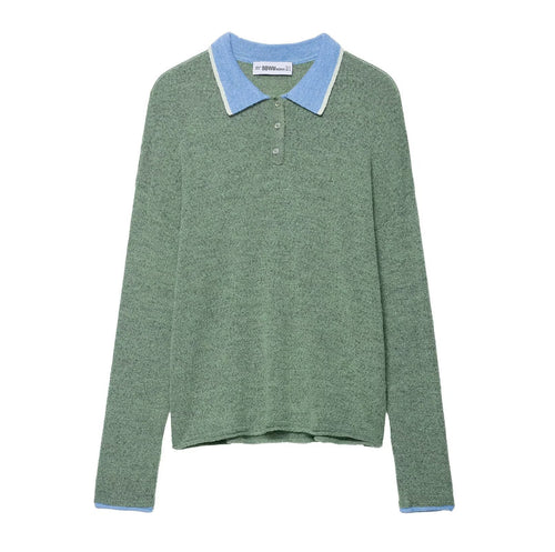 Damen lässiges Langarm-Polohemd mit klassischer Kragenstruktur Drune