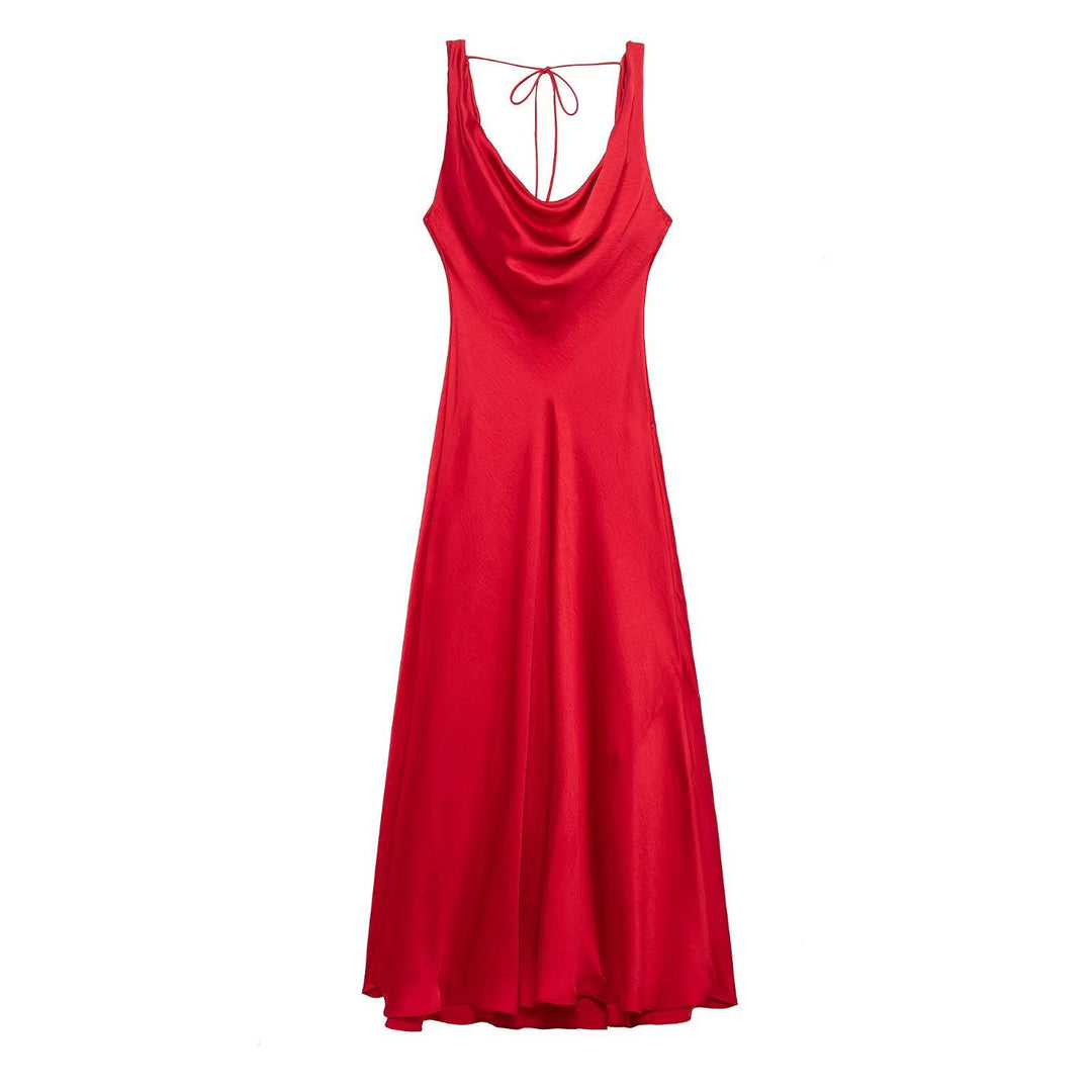Drune | Lange Drapierte Kleid mit Eingebautem Bh