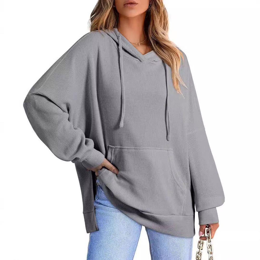 Damen oversized Kapuzenpullover aus Waffelpiqué Drune
