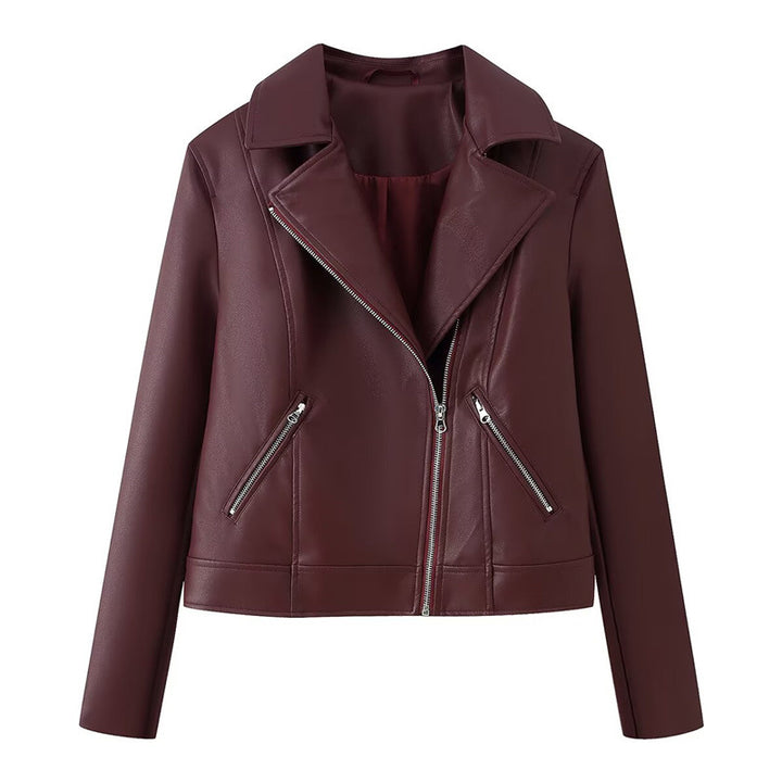 Damen Bikerjacke aus veganem Leder mit asymmetrischem Reißverschluss Drune
