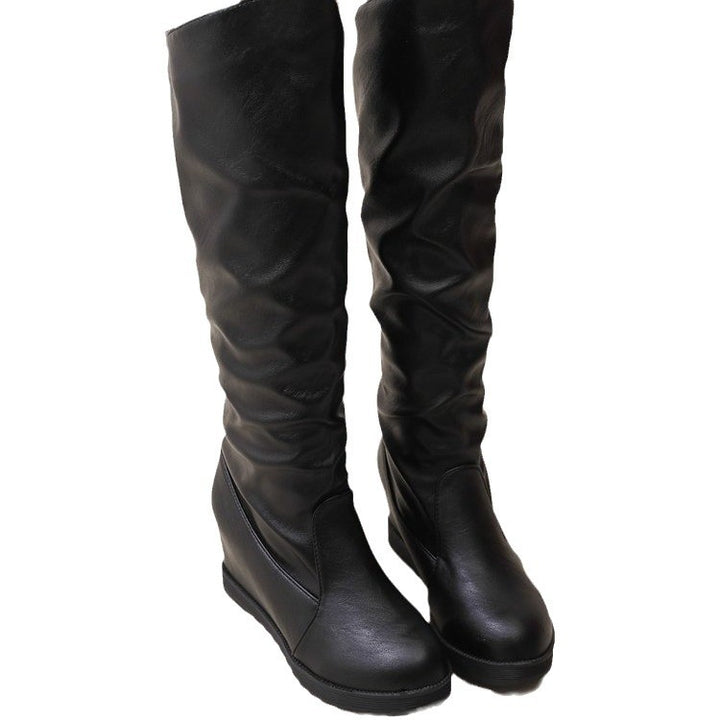 Damen Overknee-Stiefel mit schickem Raffungseffekt und modischem Blockabsatz Drune